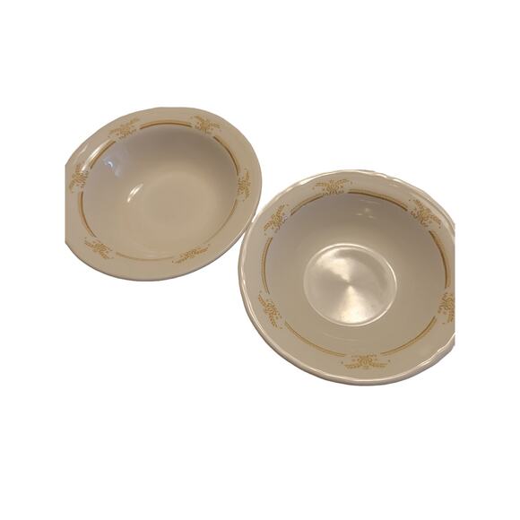 Shenango China USA Bowls Restaurant Ware Heavy White with Golden Band Vintage 2 - Picture 1 of 8